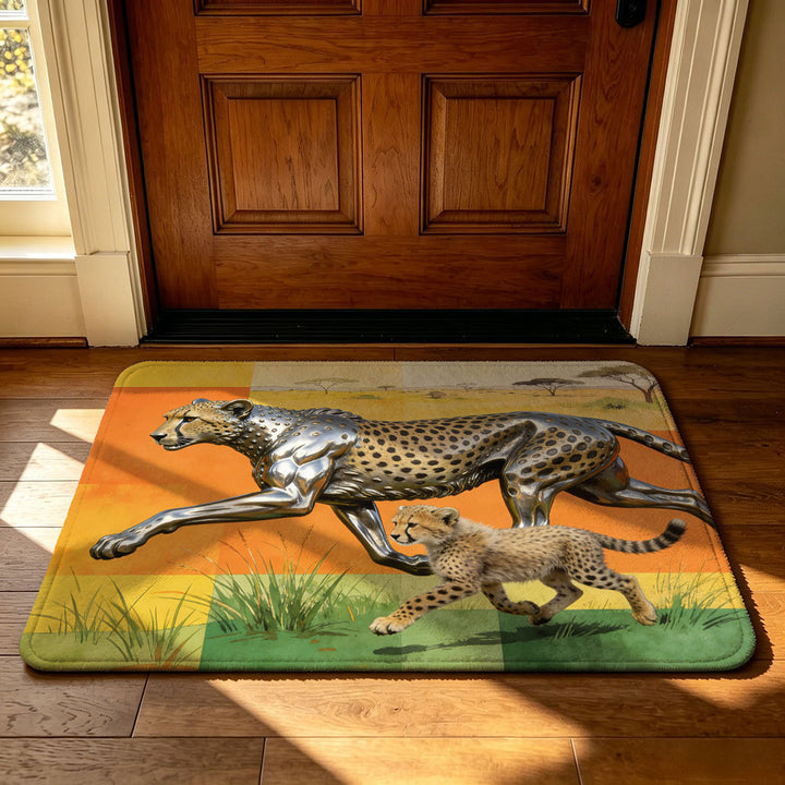 Geometric Technology-Themed Area Mat
