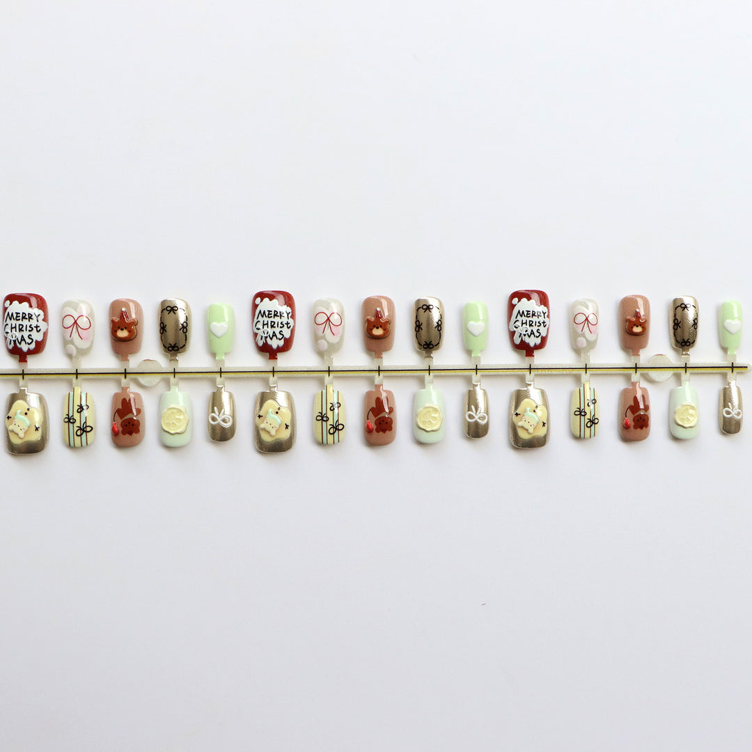 Festive Themed Press-On Nail Art Set Bowlift