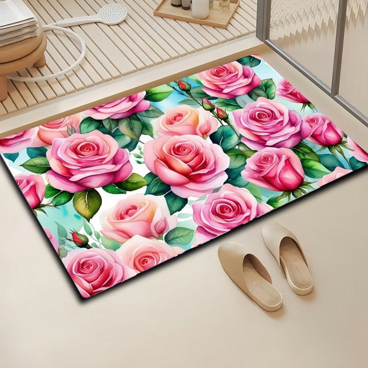 Floral Design Bath Mat Bowlift