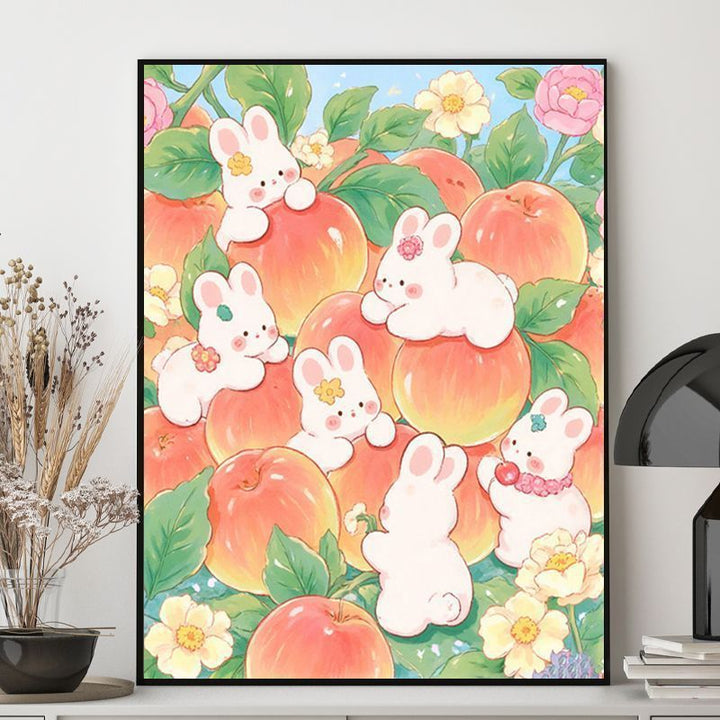 Cute Bunny-Themed Illustration Canvas Art Bowlift