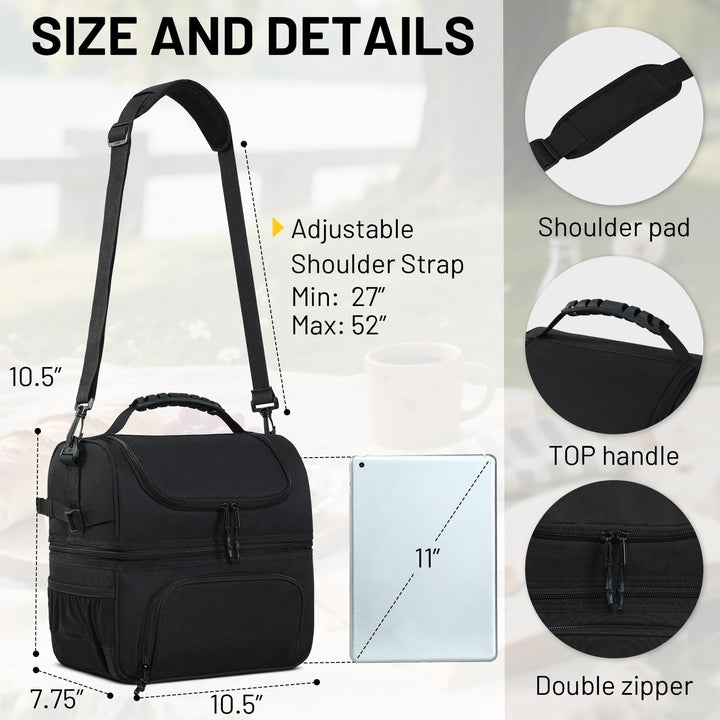 Insulated Lunch Bag with Multiple Compartments and Bottle Holder Bowlift