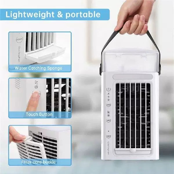 Unisex One Size Micro Desktop Evaporative Cooler with Replaceable Activated Carbon Cooling Pad USB Powered Adjustable Louvers Bowlift