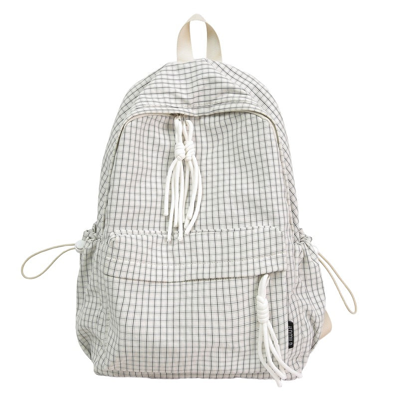Casual Grid Patterned School Backpack Bowlift