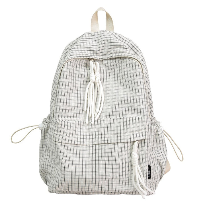 Casual Grid Patterned School Backpack Bowlift