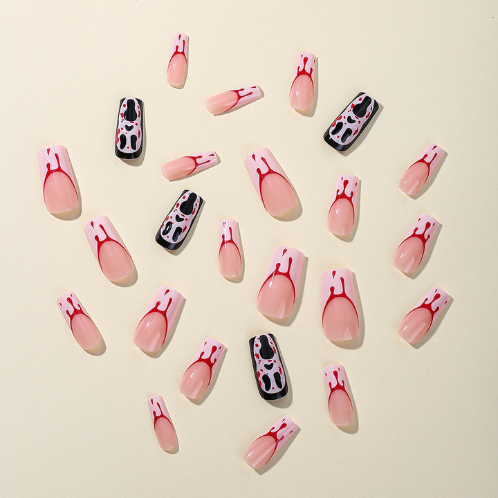 Gothic Blood-Spatter Acrylic Nail Art Extensions Bowlift