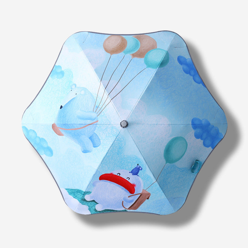 Ladies children's friendly folding umbrella with dinosaur design Bowlift