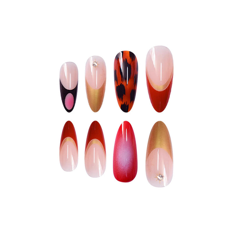Decorative Stiletto Press-On Nails with Metallic Accents Bowlift