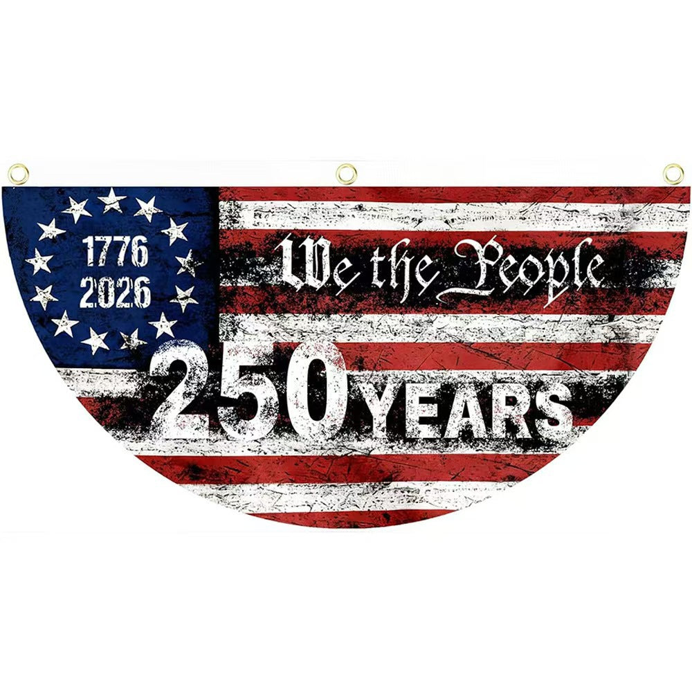 Unisex half-circle banner made of weatherproof polyester with metal eyelets and reinforced seams Bowlift