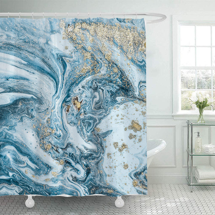 Elegant Marble-Patterned Shower Curtain Bowlift