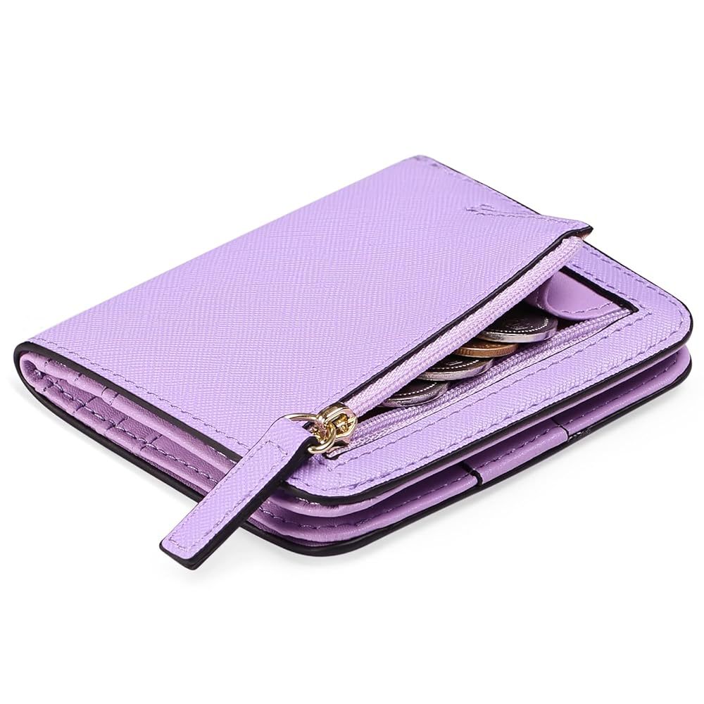 Compact Saffiano Card and Coin Wallet with Zipper Pocket Bowlift