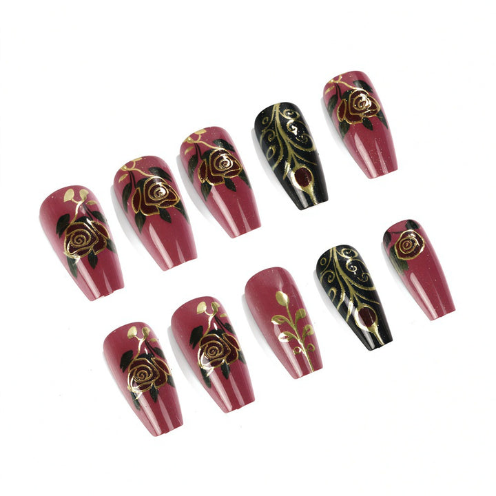 Artificial Nail Set with Floral and Elegant Decorations Bowlift