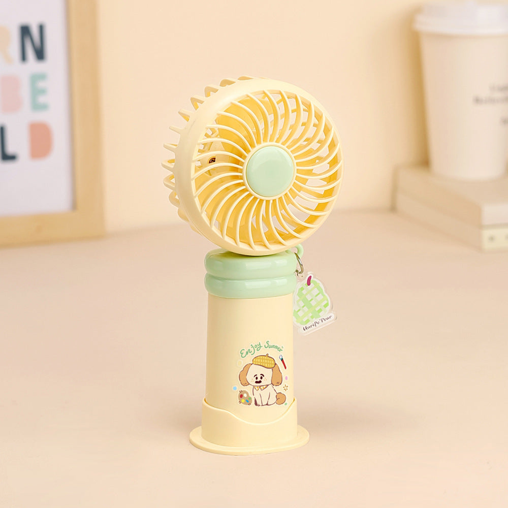 Ladies wearable handheld fan with playful dog design Bowlift