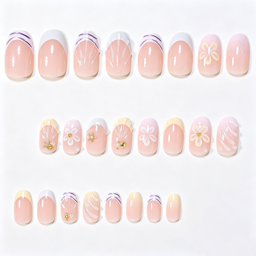 Artistic Floral Gel Nail Extensions Bowlift