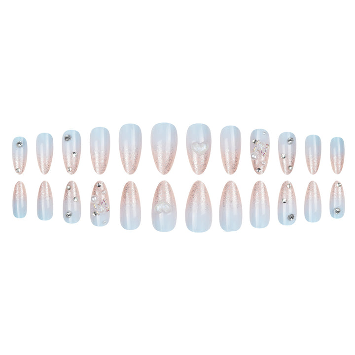 Artistic Glitter-Accented Stiletto Press-On Nails Bowlift