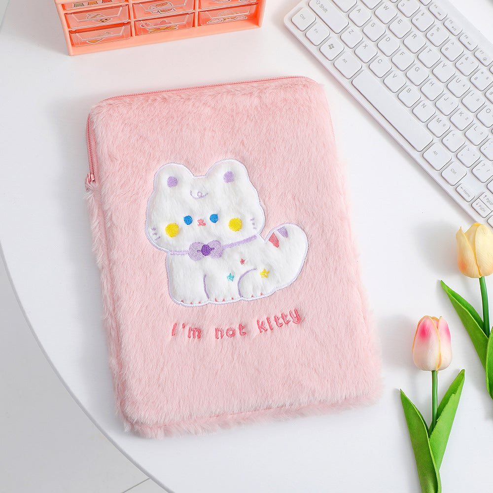 Cute Cat-Themed Furry Pencil Case Bowlift