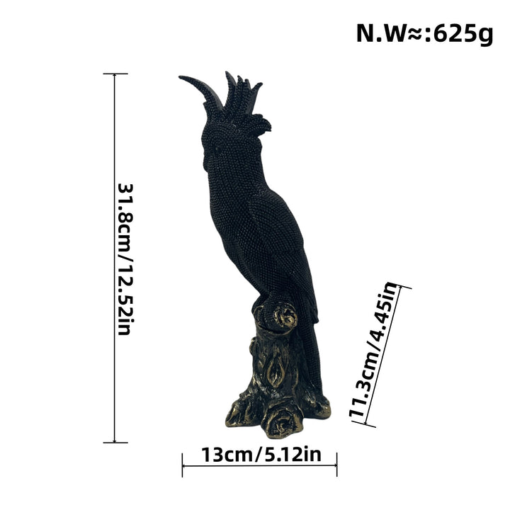 Shiny parrot figure on tree stump Bowlift