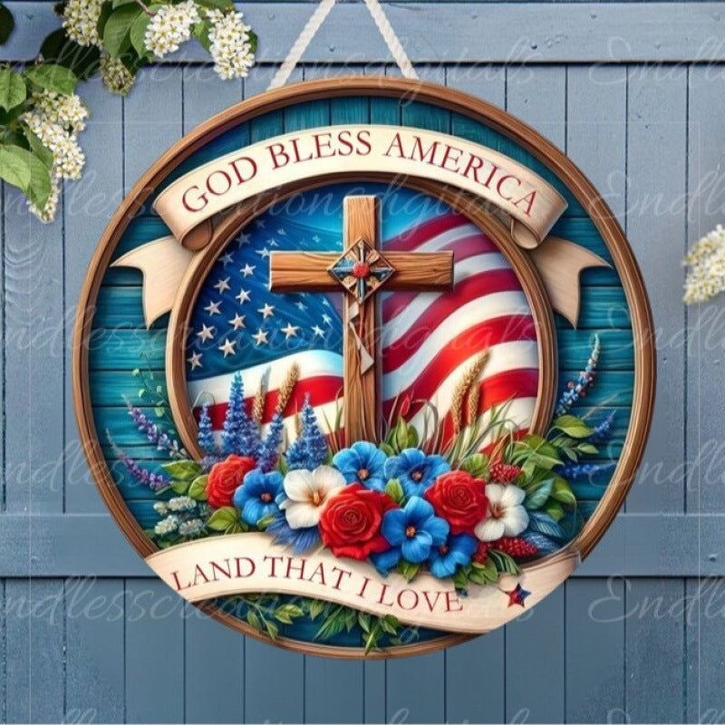 Unisex nan patriotic mesh sunflower wreath with star cutouts and rustic rope hanger Bowlift
