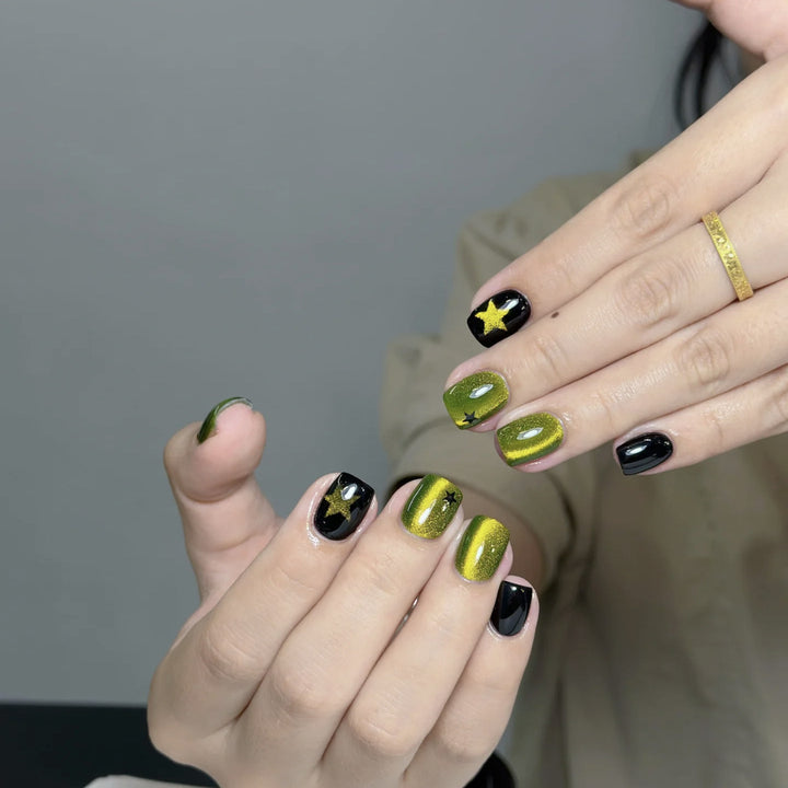 Decorative Star-Patterned Press-On Nails Bowlift