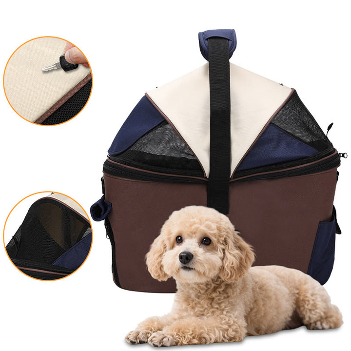 collapsible breathable soft pet carrier bag with mesh canopy and exterior pockets Bowlift