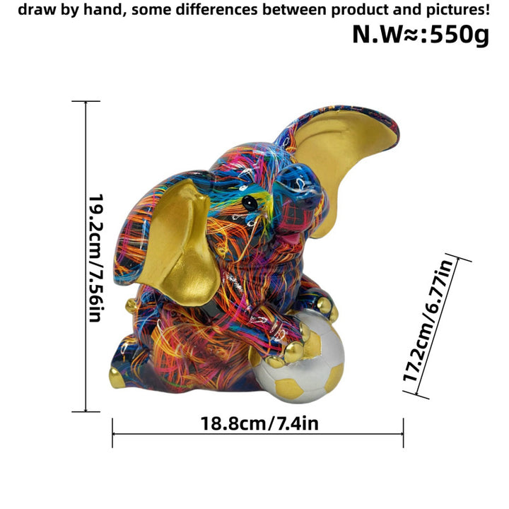 Artistic elephant figure with football motif Bowlift