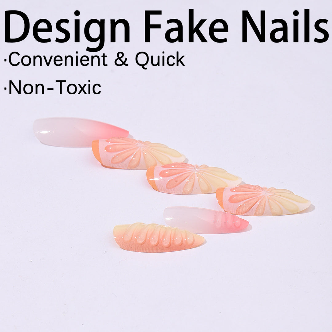 Creative nail set with subtle ombre effects and elegant decorative elements Bowlift