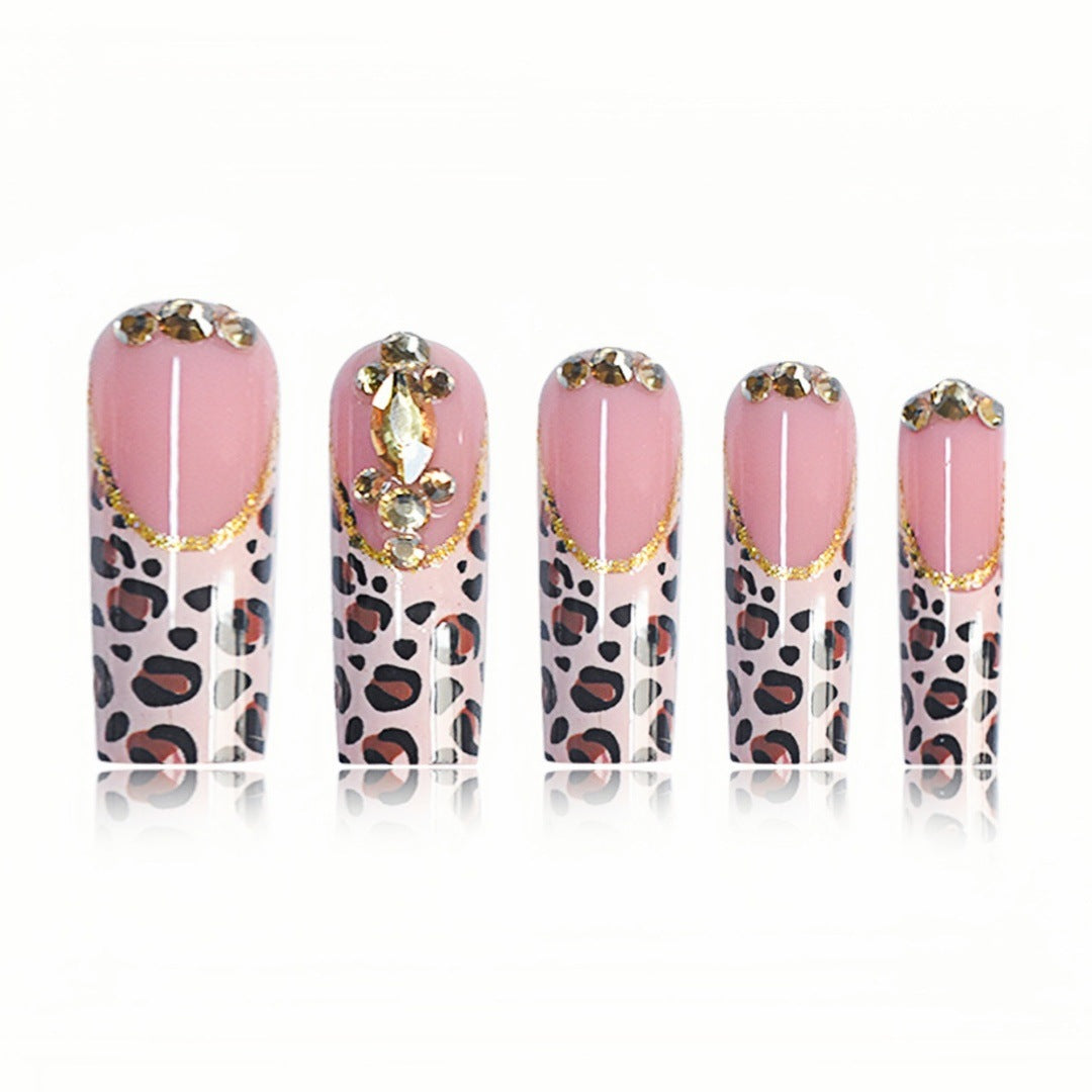 Elegant Leopard Print Press-On Nail Extensions Bowlift