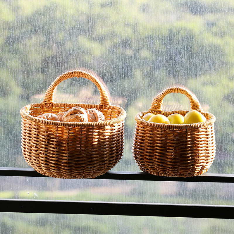 Handwoven Storage Basket with Ergonomic Handle Bowlift