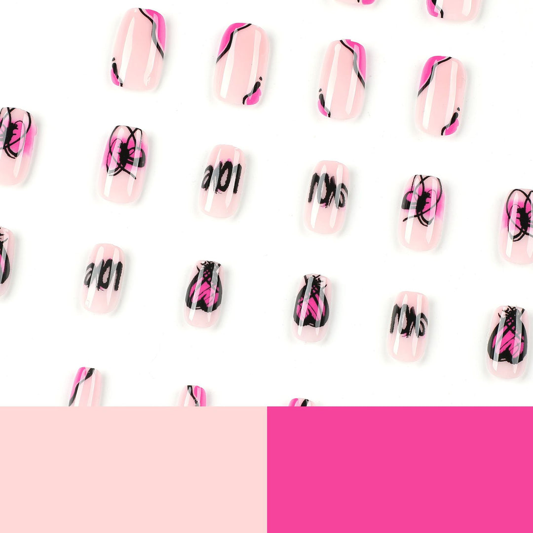Creative Nail Art with Heart and Butterfly Design Bowlift