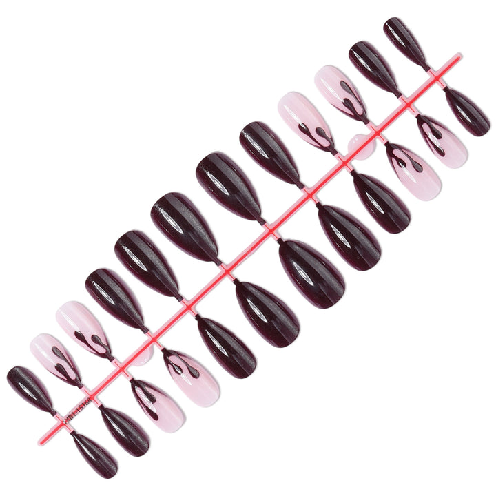 Stiletto Press-On Nail Set with Unique Artistic Design Bowlift