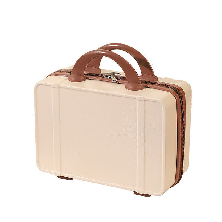 structured hard-shell vanity travel case with dual top handles and lockable zipper Bowlift