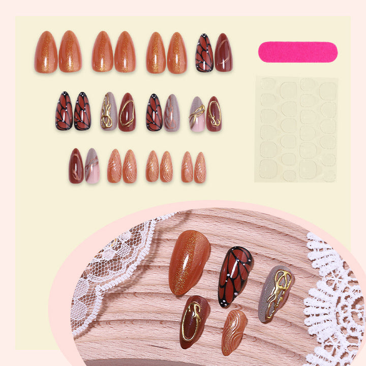 Elegant Artistic Press-On Nail Set Bowlift