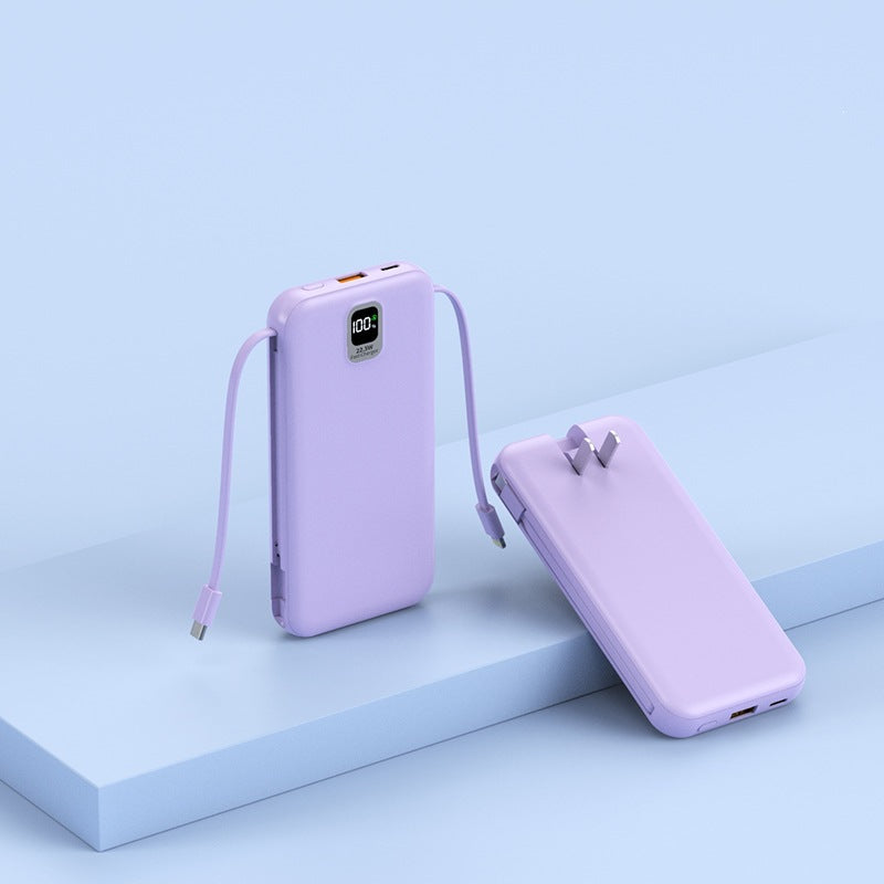Portable power bank with integrated charging cable and LED display Bowlift