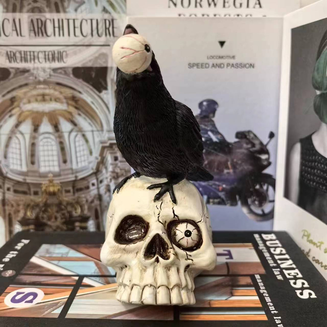Decorative figure with raven on skull Bowlift