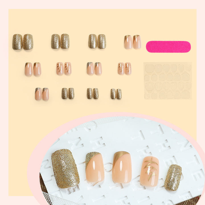 Artificial nail set with elegant gold accents Bowlift