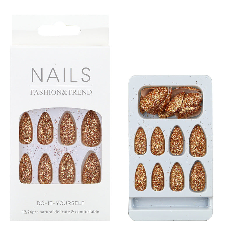 Glittering Almond-Shaped Press-On Nail Tips Bowlift