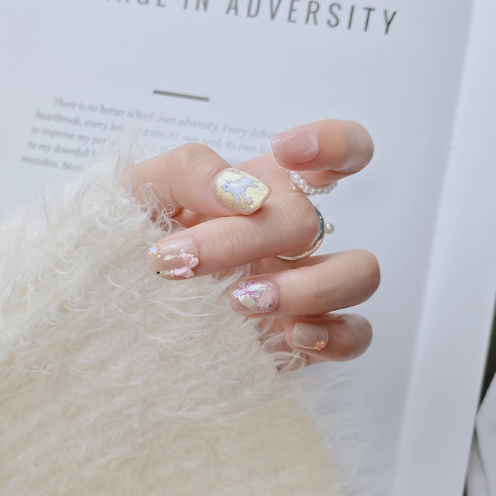Elegant French Tip Press-On Nails Bowlift