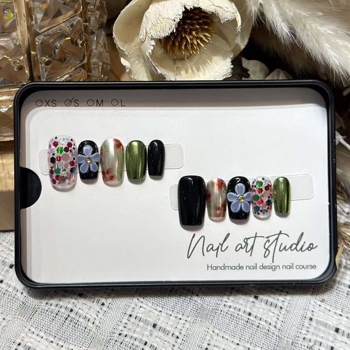 Artistic Floral-Inspired Press-On Nail Set Bowlift