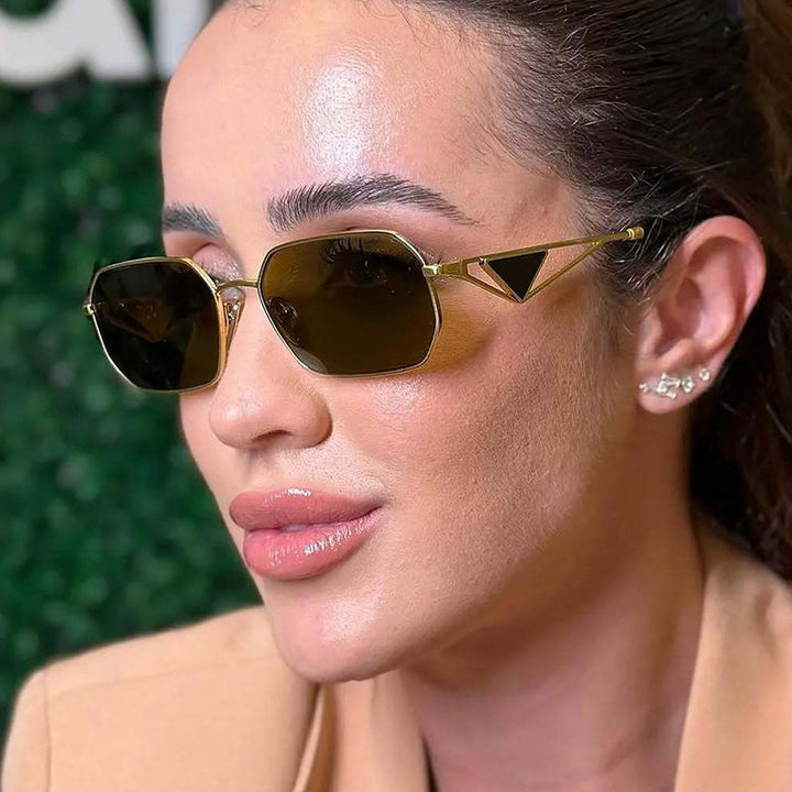 Women geometric luxury sunglasses with slim glossy frame Bowlift