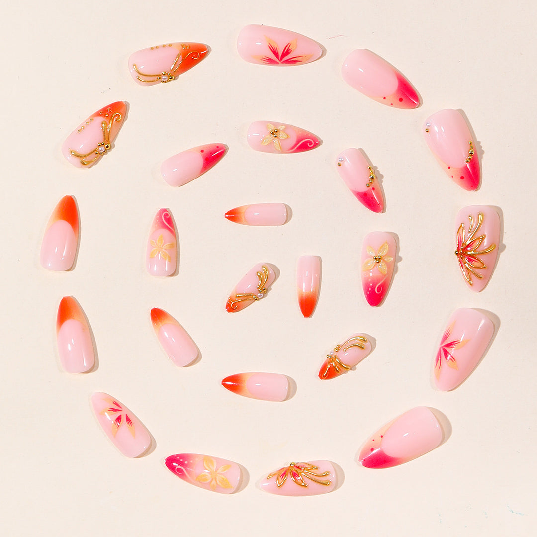 High-Design Floral Nail Art Extensions Bowlift