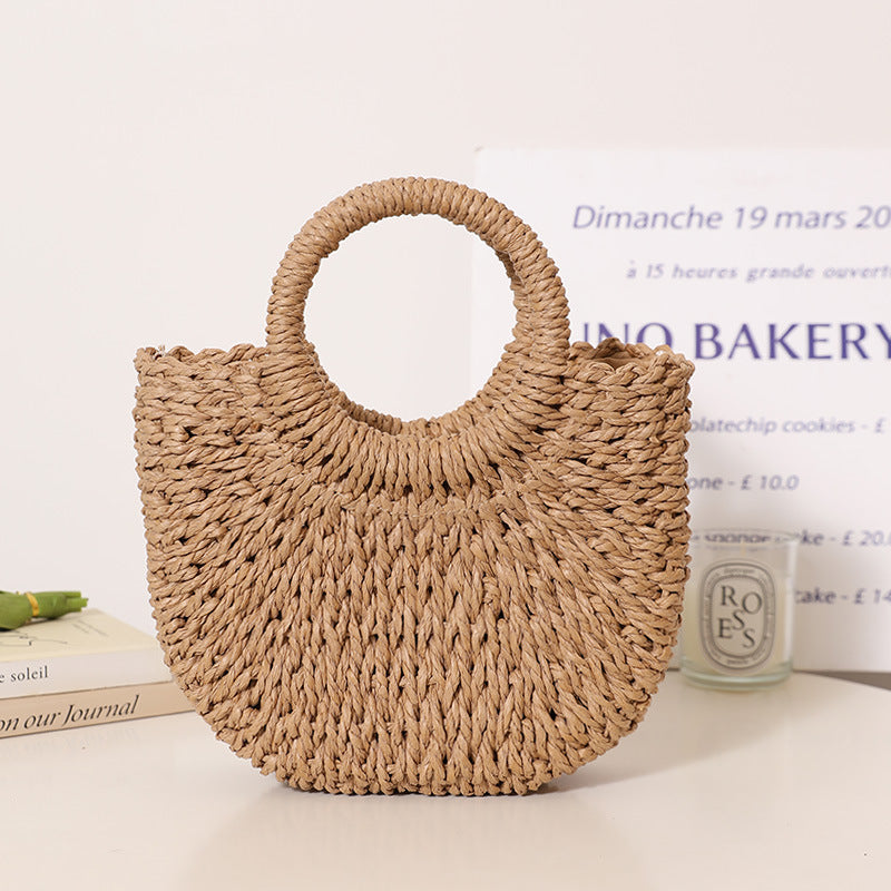 Trendy Bast Bag with Round Handle and Textured Design Bowlift