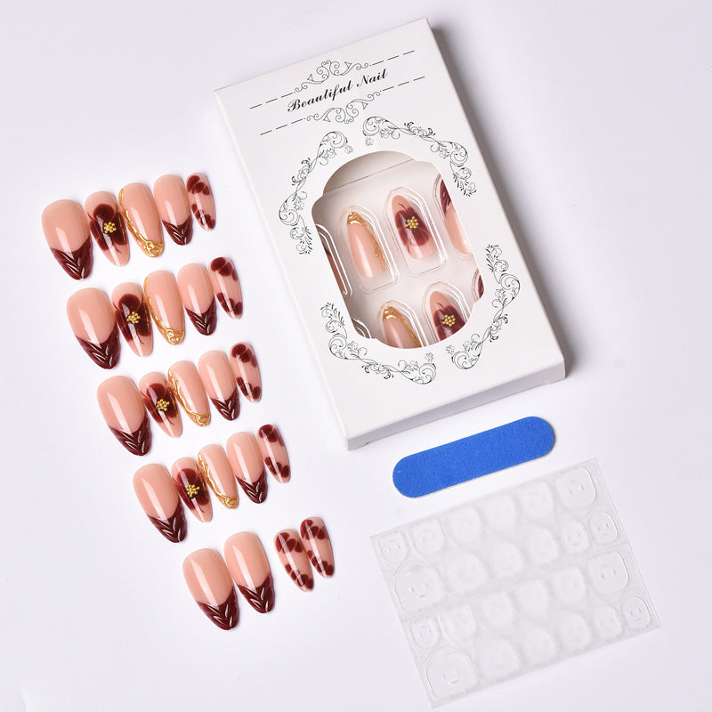 Artificial Nail Set with Floral and Luxurious Decorations Bowlift