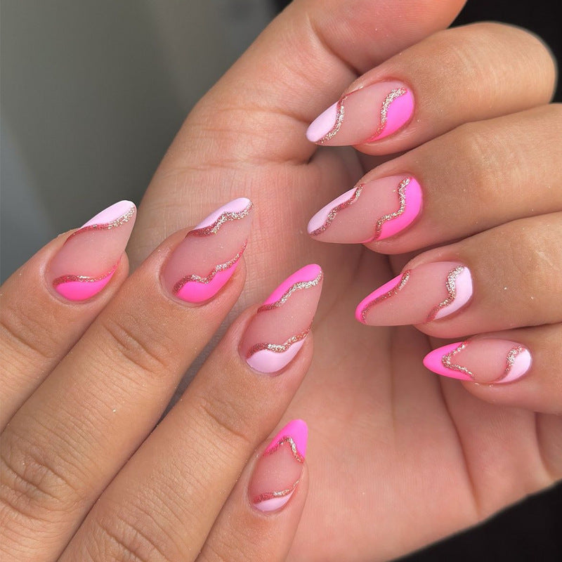 Elegant Stiletto Press-On Nail Art with Rhinestone Accents Bowlift