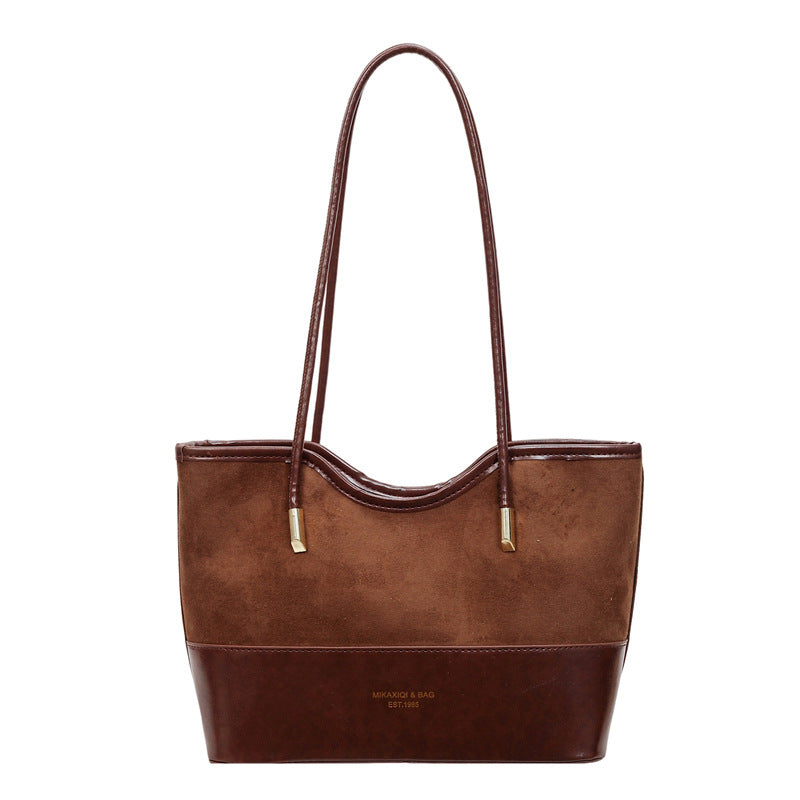 WoStylish Suede and Leather Shoulder Tote Bag Bowlift