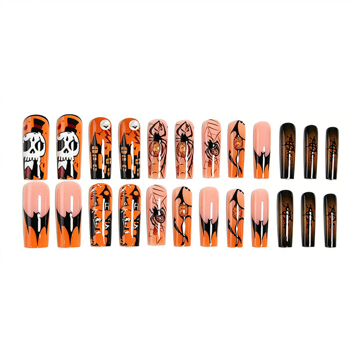 Artificial nail set with Halloween motifs and creative glitter Bowlift