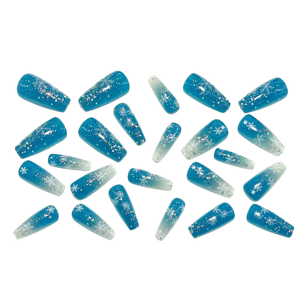 Artificial nails in winter snowflake design Bowlift