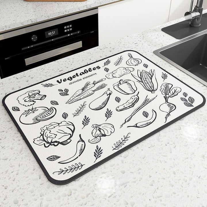 Vintage Mosaic Kitchen Counter Mat Bowlift