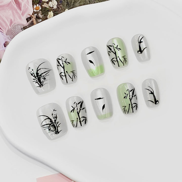 Artificial Nail Tips with Bamboo Design Bowlift
