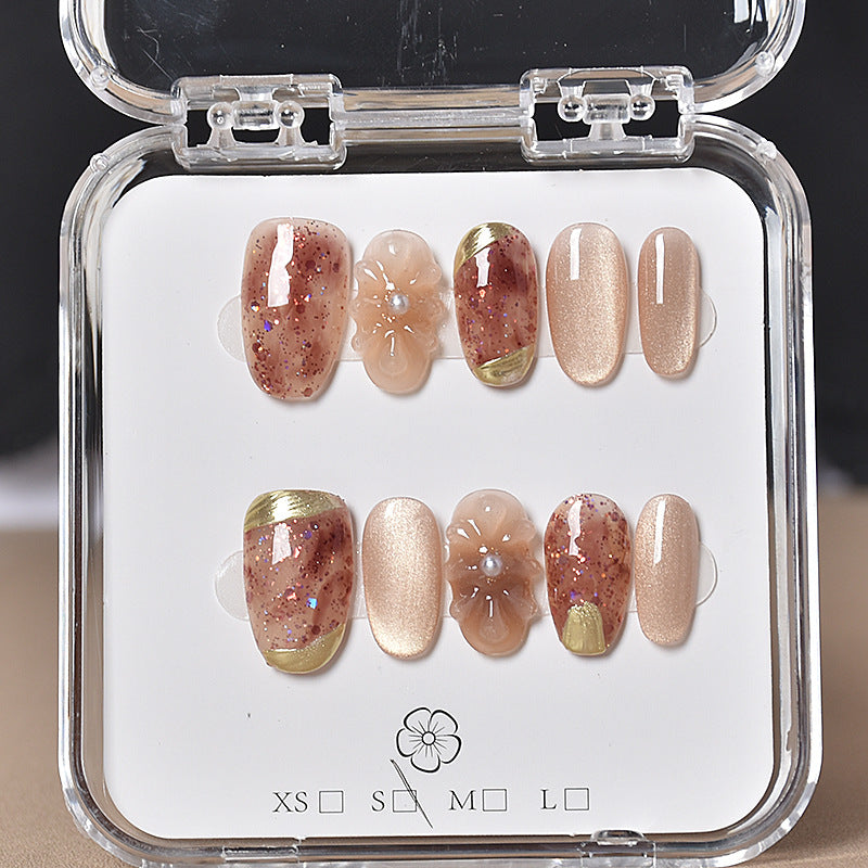 Decorative Floral Press-On Nail Set Bowlift