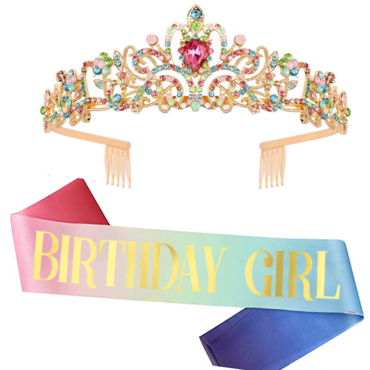 Ladies Glittering Tiara with Sparkling Rhinestones Bowlift