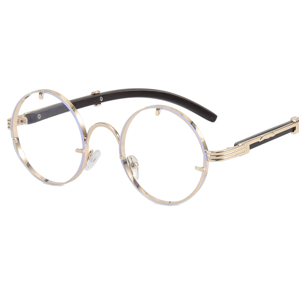 Ladies round sunglasses with luxurious wooden frame and golden accents Bowlift
